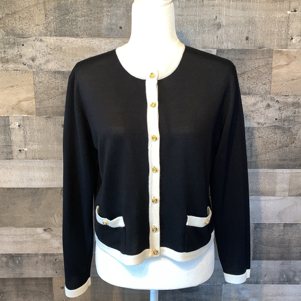 Hasting & Smith Petites black cardigan with white trim - Picture 16 of 16